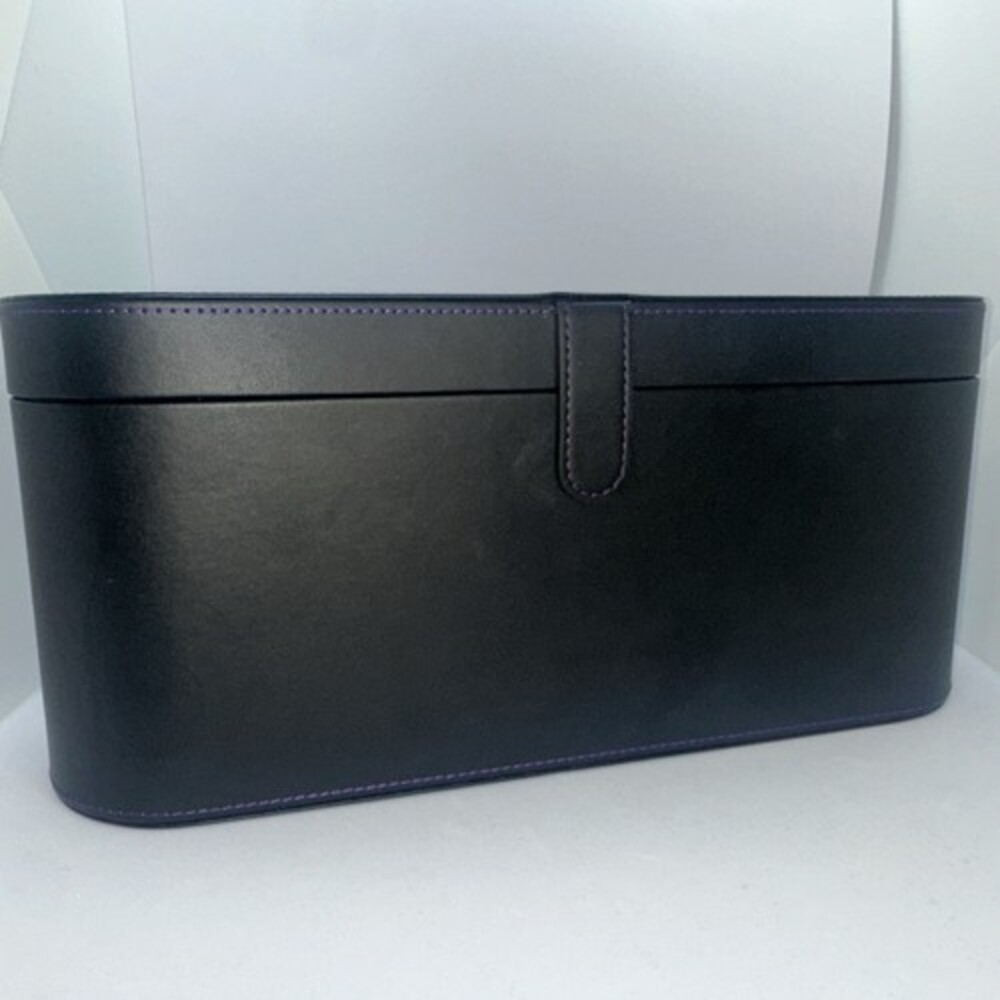 DYSON Airwrap Styler Leather Storage Hard Box Black W/ Purple Stitch CASE ONLY